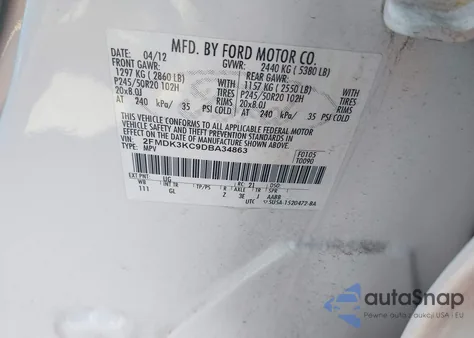 2013 Ford Edge Limited из США, поврежденный, VIN 2FMDK3KC9DBA34863